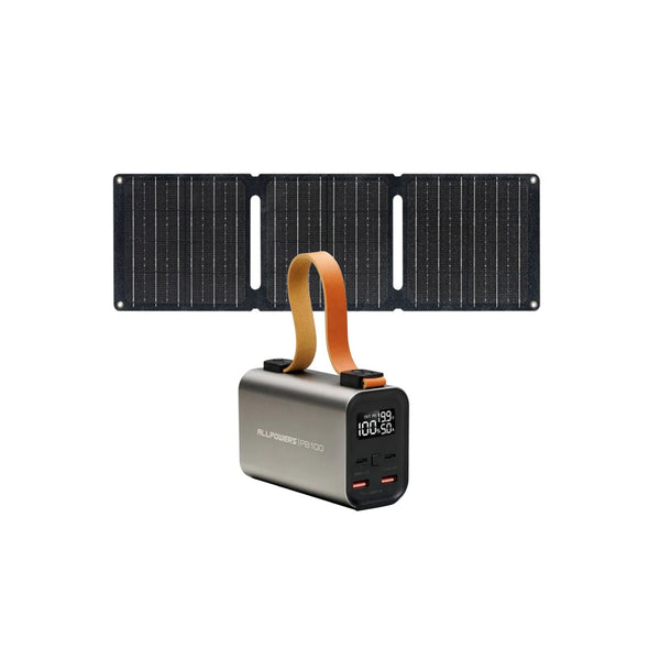 PB100 Portable Power Bank 100W 24000mAh with SP001 12V 21W Solar Panel